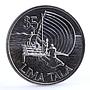 Tokelau 5 tala Sea Conservation Fishermans Ship Boat silver coin 1984