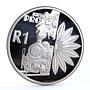 South Africa 1 rand National Tourism Industry Train Flower silver coin 2001