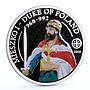 Palau 2 dollars Duke of Poland Mieszko the First colored proof silver coin 2010