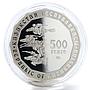 Kazakhstan 500 tenge Fragment of a Diadem proof gilded silver coin 2008