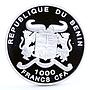 Benin 1000 francs Leif Ericson New World Explorer Ship proof silver coin 2001