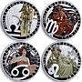 Cameroon set of 12 coins Zodiac Signs by A. Mucha colored AgBrass coins 2020