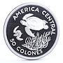 Costa Rica 50 colones Conservation of Nature Green Turtle proof silver coin 1974