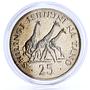 Tanzania 25 shillings Wildlife Conservation Giraffes Fauna silver coin 1974