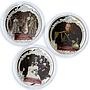 Fiji set of 3 coins Romanov Dynasty Alexander III proof colored silver 2012