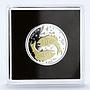 Benin 500 francs Zodiac Signs series Pisces proof gilded silver coin 2022