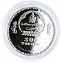 Mongolia 500 togrog Panthera Tigris Altaica Amur Tiger colored silver coin 2007