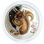 Tuvalu 50 cents Endangered Wildlife Red Squirrel Fauna colored silver coin 2013