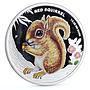 Tuvalu 50 cents Endangered Wildlife Red Squirrel Fauna colored silver coin 2013