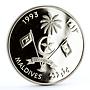 Maldives 250 rufiyaa Skylab Space Orbital Station silver coin 1993