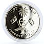 Maldives 250 rufiyaa Skylab Space Orbital Station silver coin 1993