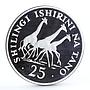 Tanzania 25 shillings Wildlife Conservation Giraffes Fauna silver coin 1974