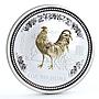 Australia 1 dollar Lunar Calendar I Year of the Rooster gilded silver coin 2005