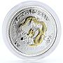 Australia 1 dollar Lunar Calendar I Year of the Dragon gilded silver coin 2000