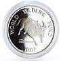 Philippines 200 piso WWF series Mindoro Buffalo proof silver coin 1987