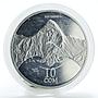 Kyrgyzstan 10 Som Anniversary of Republic Khan Tengri silver coin 2001