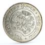Sri Lanka 5 rupees 2500th Anniversary of Buddhism Moonstone silver coin 1957