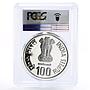 India 100 rupees National Hero Chhatrapati Shivaji PR67 PCGS silver coin 1999