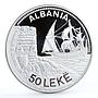 Albania 50 leke Seaport of Durazzo Ship Clipper proof silver coin 1987