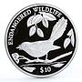 Fiji 10 dollars Endangered Wildlife Streaked Fantail Bird Fauna silver coin 1995