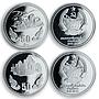 Laos 50 kips set 4 coins 10 years of People's Democratic Republic of Laos 1985