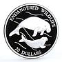 Tuvalu 20 dollars Endangered Wildlife Dudong Manatee Fauna silver coin 1994