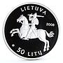 Lithuania 50 litu Kaunas Castle Towers Fortress Palace proof silver coin 2008