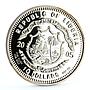 Liberia 10 dollars Endangered Wildlife Snow Leopard Fauna proof silver coin 2005