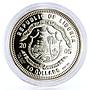 Liberia 10 dollars Endangered Wildlife Snow Leopard Fauna proof silver coin 2005