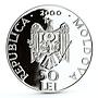 Moldova 50 lei Monastery Hirbovat Landscape Cathedral Church silver coin 2000