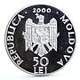 Moldova 50 lei Monastery Hirbovat Landscape Cathedral Church silver coin 2000