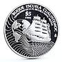 Mexico 5 pesos Naval Training Ship Cuauhtemoc proof silver coin 1999