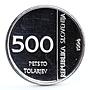 Slovenia 500 tolarjev National Monetary Institute Leaf Emblem silver coin 1994