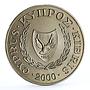 Cyprus 1 pound Endangered Wildlife Cyprus Wheatear Bird Fauna CuNi coin 2000