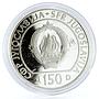 Yugoslavia 150 dinara Chess Olympiad Chess Board Design Globe silver coin 1990
