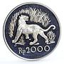 Indonesia 2000 rupiah Javan Tiger proof silver coin 1974