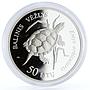 Lithuania 50 litu Endangered Wildlife Sea Turtle Fauna silver coin 2012