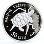 Lithuania 50 litu Endangered Wildlife Sea Turtle Fauna silver coin 2012