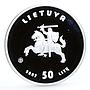 Lithuania 50 litu Beijing Olympic Games series Marathon Runner silver coin 2007