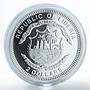 Liberia 2 dollars Merry Christmas and Happy New Year Horse silver coin 2010