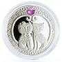 Belarus 20 rubles My Love Cats corundum silver coin 2011