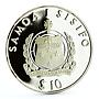 Samoa 10 dollars Dutch Explorer Jacob Roggeveen Ship Clipper silver coin 1994