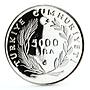 Turkey 5000 lira International Youth Year Female Figure proof silver coin 1985