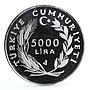 Turkey 5000 lira International Youth Year Female Figure proof silver coin 1985