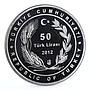 Turkey 50 lira Family and Women Are The Future proof silver coin 2012