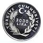 Turkey 3000 lira International Year of the Scout Movement proof silver coin 1982