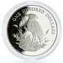 Antigua and Barbuda 100 dollars Endangered Wildlife Ibis Bird silver coin 1988