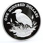 Antigua and Barbuda 100 dollars Endangered Wildlife Ibis Bird silver coin 1988