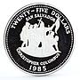 Bahamas 25 dollars Christopher Columbus San Salvador proof silver coin 1985