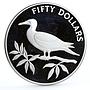 Belize 50 dollars Endangered Wildlife Red Foot Booby Bird Fauna silver coin 1985